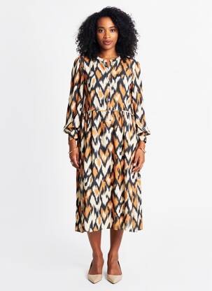 Robe longue manches longues manches longues beige C'EST BEAU LA VIE femme