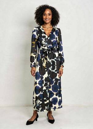 Robe longue manches longues manches longues noir LA FEE MARABOUTEE femme