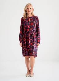 Robe mi-longue imprimé fantaisie manches longues bleu LA FEE MARABOUTEE femme