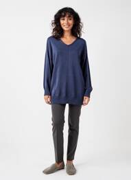 Pull tunique manches longues manches longues bleu CISO femme