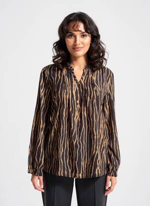 Blouse imprimé fantaisie manches longues noir CISO femme