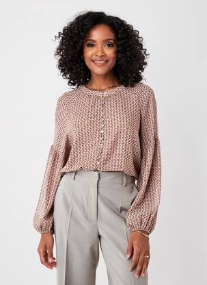 Chemisier tissage crêpe manches longues rose C'EST BEAU LA VIE femme