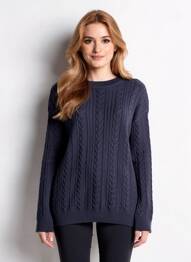 Pull col rond manches longues bleu ORIENTIQUE NATURALLY femme