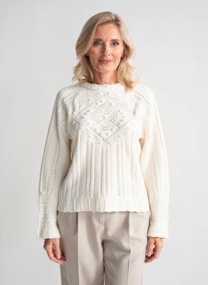 Pull coupe cintrée manches longues beige C'EST BEAU LA VIE femme