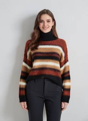 Pull coupe droite manches longues marron LA FEE MARABOUTEE femme