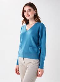 Pull coupe cintrée manches longues bleu L'ATELIER D'ANNA femme