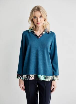 Pull coupe droite manches longues vert GUY DUBOUIS femme