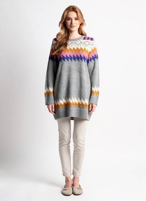 Robe pull coupe droite manches longues gris CISO femme