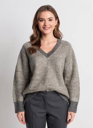 Pull tissage chiné manches longues gris KAFFE femme