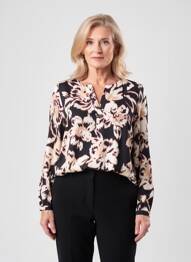 Blouse imprimé fleurs manches longues noir CISO femme
