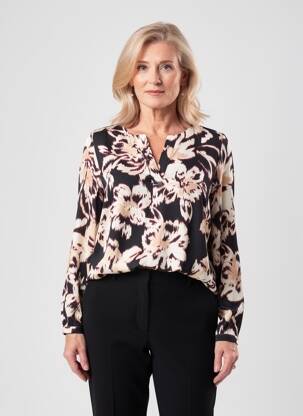 Blouse tissage popeline manches longues noir CISO femme
