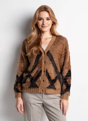 Gilet manches longues resserrée sur le bas marron MARBLE femme