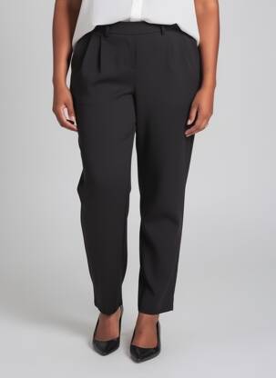 Pantalon droit tissage popeline taille normale noir KAFFE femme