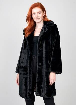 Manteau long coupe droite sans capuche noir TIFFOSI femme