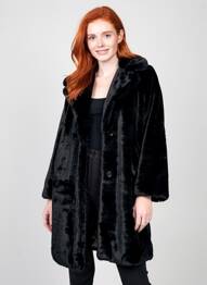 Manteau long coupe droite sans capuche noir TIFFOSI femme