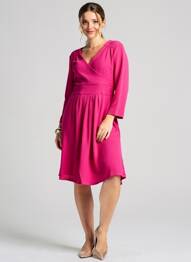Robe mi-longue manches longues manches longues rose JOY'S PARIS femme