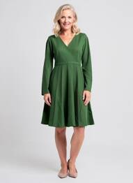 Robe mi-longue manches longues manches longues vert BL femme