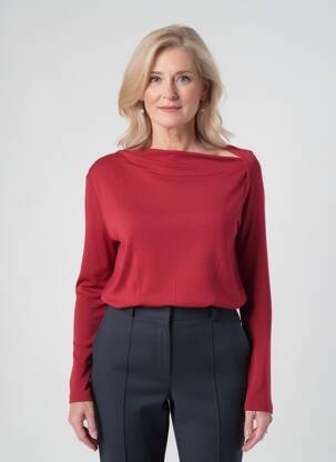 T-shirt manches longues manches longues rouge SWEEWË femme