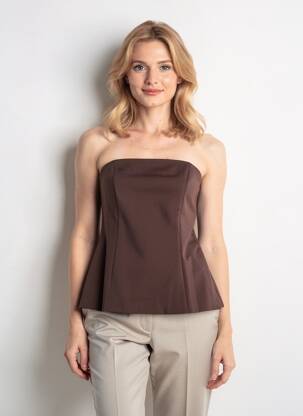 Top stretch sans manche marron DROLE DE COPINE femme