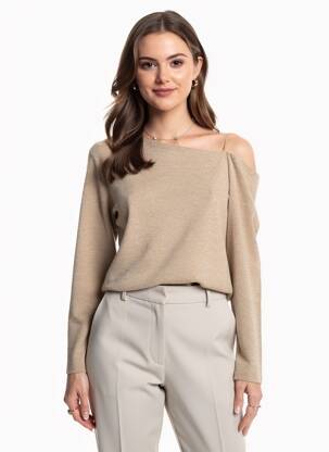 Pull coupe cintrée manches longues beige TIFFOSI femme