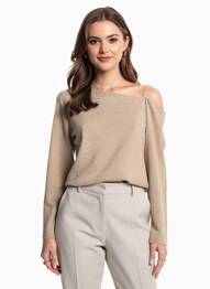 Pull coupe cintrée manches longues beige TIFFOSI femme