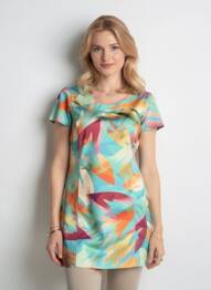 Robe mi-longue imprimé fantaisie manches courtes vert FRANCE RIVOIRE femme