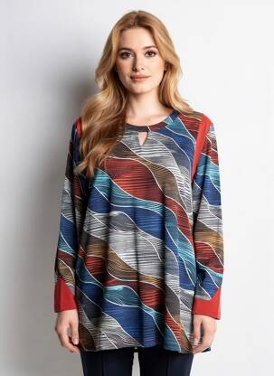 Pull coupe droite manches longues bleu FRANCE RIVOIRE femme