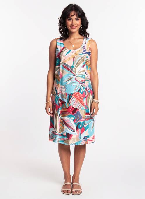 Robe mi-longue imprimé fantaisie sans manche bleu FRANCE RIVOIRE femme