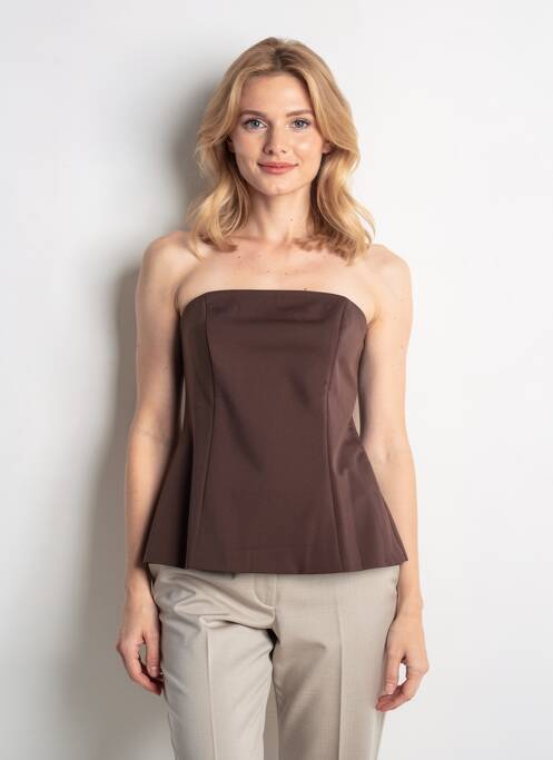 Top stretch sans manche marron DROLE DE COPINE femme
