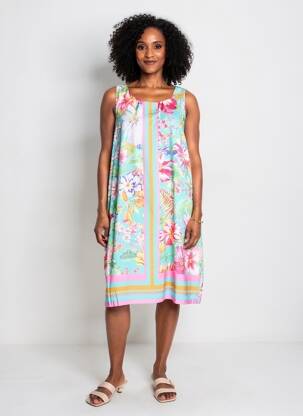 Robe mi-longue imprimé fantaisie sans manche vert ESQUALO femme
