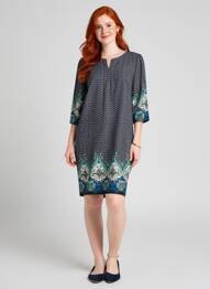 Robe mi-longue manches 3/4 manches 3/4 bleu GEVANA femme