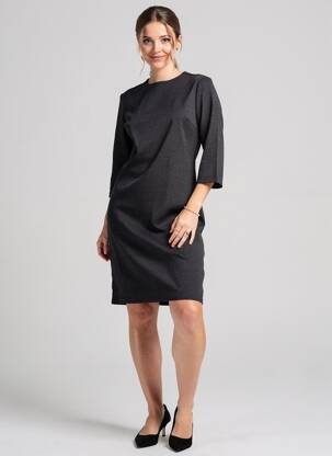Robe mi-longue manches 3/4 manches 3/4 noir GEVANA femme