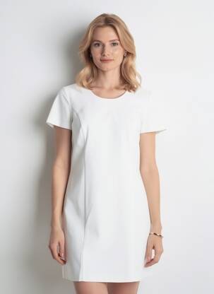 Robe mi-longue manches courtes manches courtes blanc GEVANA femme