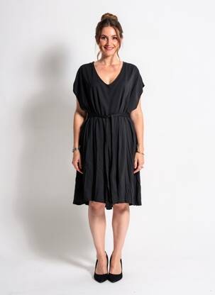 Robe mi-longue manches courtes manches courtes noir QUATTRO femme