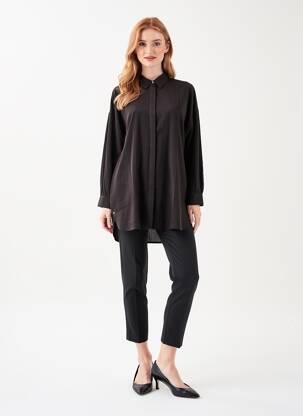 Robe courte manches longues manches longues noir YEST femme