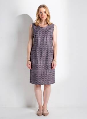 Robe mi-longue imprimé fantaisie sans manche bleu GEVANA femme