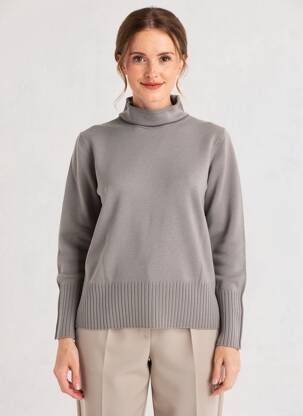 Pull coupe droite manches longues gris YEST femme