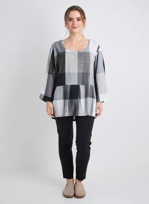 Blouse manches 3/4 manches 3/4 gris KOKOMARINA femme
