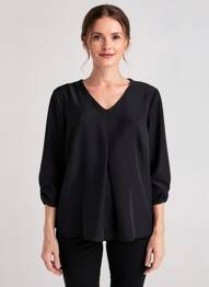 Blouse manches 3/4 manches 3/4 noir GEVANA femme