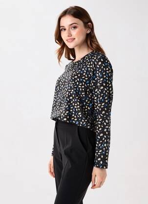 Pull coupe droite manches longues noir GEVANA femme