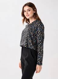 Pull col rond manches longues noir GEVANA femme