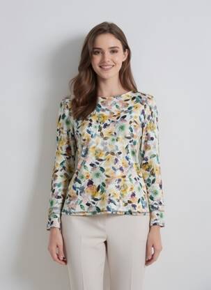 Pull coupe droite manches longues blanc GEVANA femme
