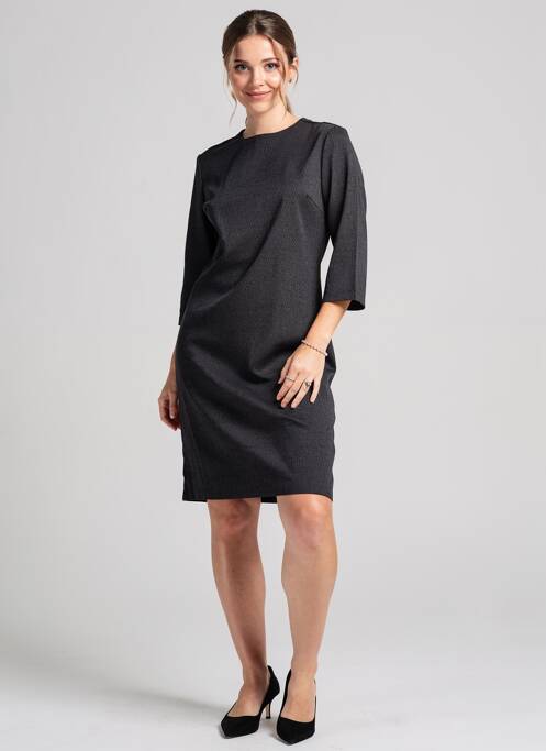 Robe mi-longue manches 3/4 manches 3/4 noir GEVANA femme