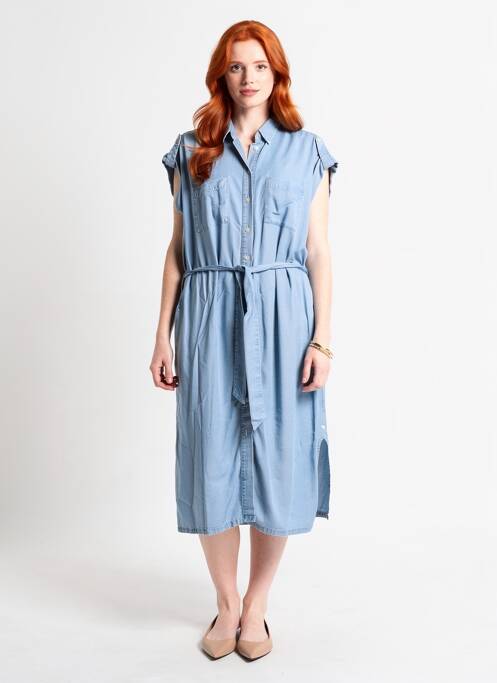 Robe mi-longue manches longues manches longues bleu YEST femme