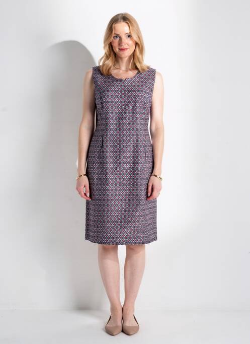 Robe mi-longue imprimé fantaisie sans manche bleu GEVANA femme