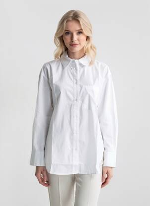 Chemisier coupe droite manches longues blanc YEST femme