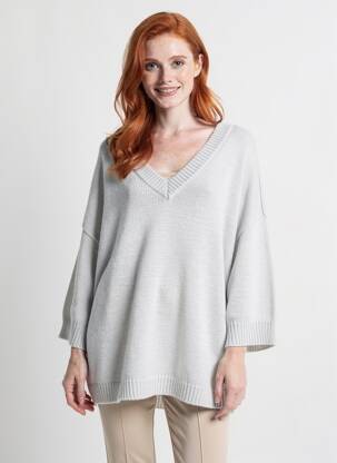 Pull col v manches longues gris ESQUALO femme