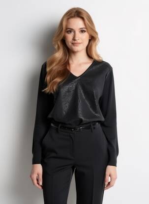 Top stretch manches longues noir GEVANA femme