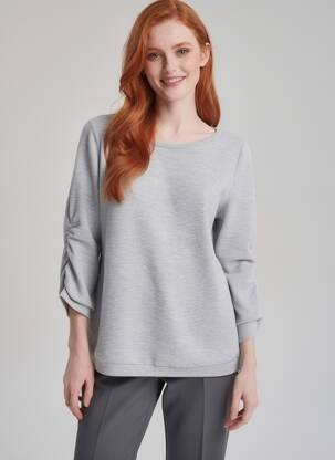 Pull tissage chiné manches longues gris YEST femme