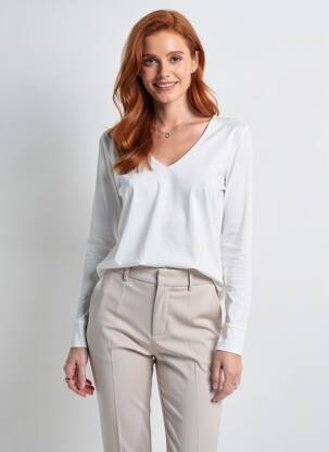 Top tissage jersey manches longues blanc YEST femme